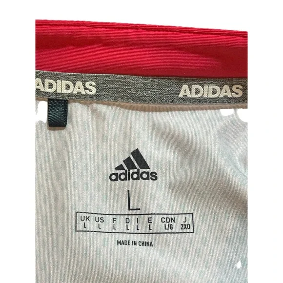 ADIDAS MEN'S POLO, SIZE: L COLOR: PINK/BLACK ALL OVER PATTERN. EUC - Picture 9 of 10